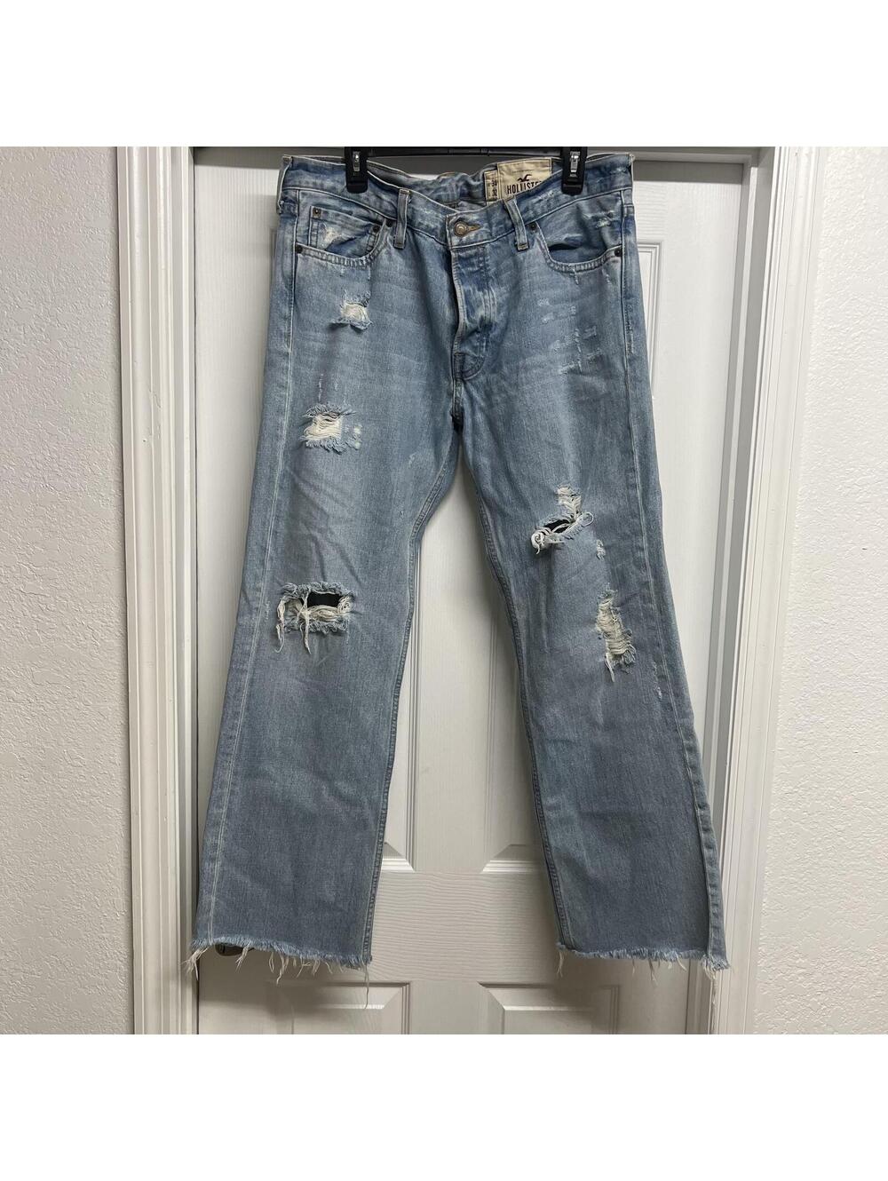 Vtg Y2K Hollister Hermosa Low Rise Bootcut Jeans Sz. 38X32 Distressed Hem (Read)
